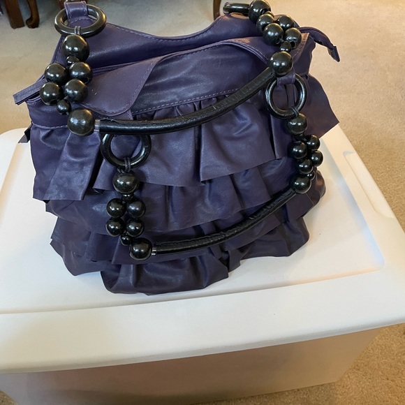 Handbags - Purple Ruffled Women's Bag
